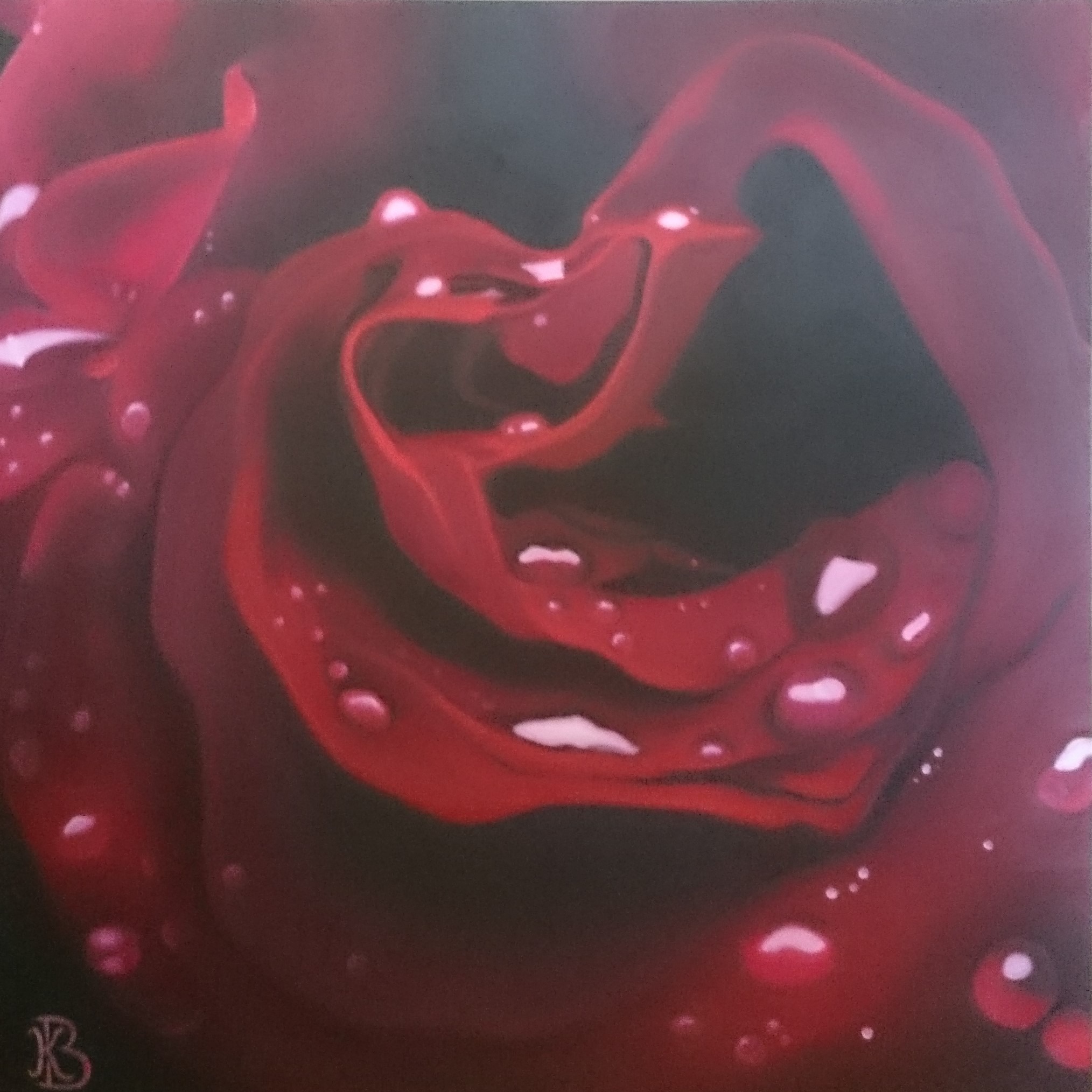 Coeur de rose rouge (80×80)